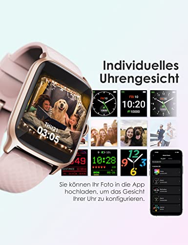 Smartwatch Damen, Fitnessuhr Damen mit Schlaf- und Pulsmesser, 5ATM wasserdichte Smartwatch für Kinder, Schrittzähler Uhr Damen, Kompatibel mit iOS und Android, Activity Tracker