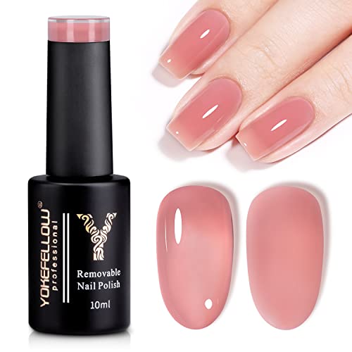 YOKEFELLLOW 10ml Pink UV Gel Nagellack,Rosa Nudefarben Hellbraun Nude Jelly Gel Transparent Semi Permanent Gellack,für Nagel Design LED Einweichen von Varnish Gel