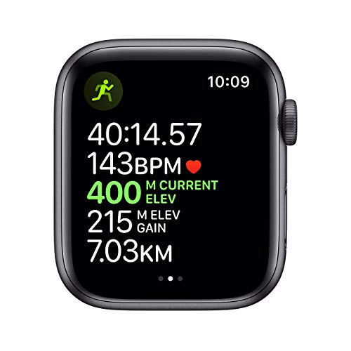 Apple Watch Series 5 44mm (GPS) - Aluminiumgehäuse Space Grau Schwarz Sportarmband (Generalüberholt)