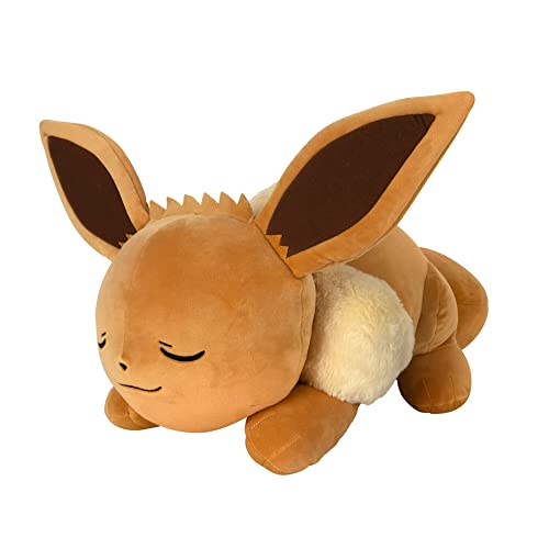 Pokémon PKW0222 - 45cm Schlafendes Plüsch - Evoli , offizielles Pokémon Plüsch