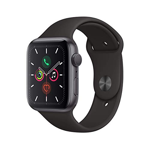 Apple Watch Series 5 44mm (GPS) - Aluminiumgehäuse Space Grau Schwarz Sportarmband (Generalüberholt)