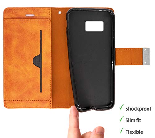 MyGadget Flip Case Klapphülle für Samsung Galaxy S7 mit 5X Kartenfach & Standfunktion - Wallet Hülle Kunstleder (PU) Schutzhülle Book Cover in Braun