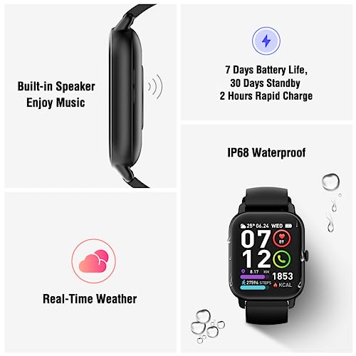 Smartwatch Herren mit Telefonfunktion, 1.85" Touchscreen Smart Watch, 112 Sportmodi Fitnessuhr Herren Damen mit Pulsmesser, Schlafmonitor, Schrittzähler, IP68 Wasserdicht Armbanduhr für Android iOS