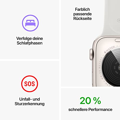 Apple Watch SE (2. Generation) (GPS + Cellular, 40mm) Smartwatch - Aluminiumgehäuse Silber, Sportarmband Weiß - Regular. Fitness-und Schlaftracker, Unfallerkennung, Herzfrequenzmesser