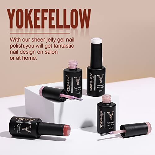 YOKEFELLLOW 10ml Bräunlich Rot UV Gel Nagellack,Nudefarben Nude Jelly Gel Transparent Semi Permanent Gellack,für Nagel Design LED Einweichen von Varnish Gel