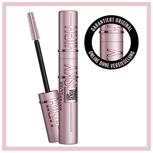 Maybelline New York Schwarze Wimperntusche für extrem lange Wimpern, Lash Sensational Sky High Mascara, Very Black, 7,2 ml