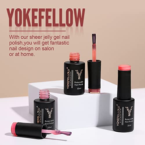 YOKEFELLLOW 10ml Pink UV Gel Nagellack,Rosa Nudefarben Hellbraun Nude Jelly Gel Transparent Semi Permanent Gellack,für Nagel Design LED Einweichen von Varnish Gel