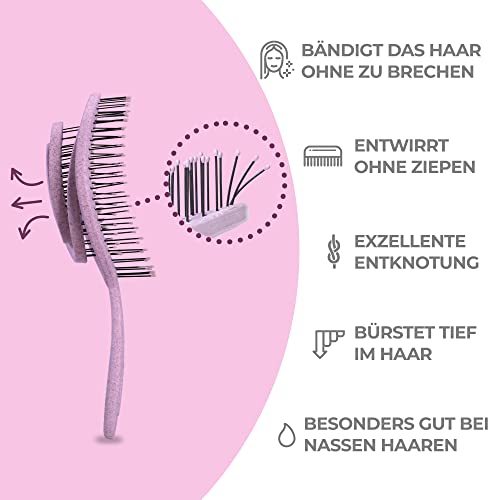 Ninabella Bio Haarbürste ohne Ziepen für Damen, Herren & Kinder - Entwirrbürste auch für Locken & Lange Haare - Einzigartige Profi Detangler-Bürste mit Spiralfeder