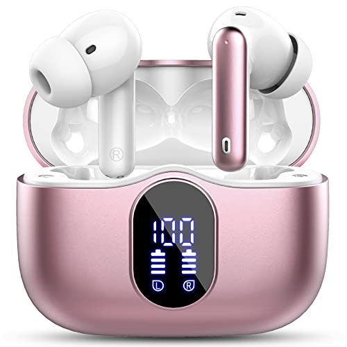 Bluetooth Kopfhörer, Kopfhörer Kabellos Bluetooth 5.3 Sport In Ear Kopfhörer mit 4 Mikrofon, 40 std Spielzeit, LED-Anzeige, ENC Lärmreduzierung, HiFi Stereo Ohrhörer für Arbeit und Studium