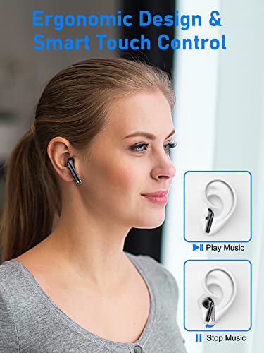 Bluetooth Kopfhörer, In Ear Kopfhörer Bluetooth 5.3 Kopfhörer Kabellos mit HD Mikrofon, HiFi Stereo Sound Ohrhörer 40 Std Spielzeit Kopfhörer mit USB-C Ladebox, LED Anzeige, IP7 Wasserdicht, Schwarz