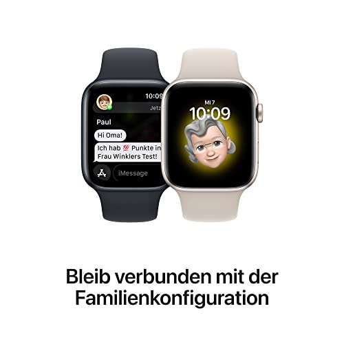 Apple Watch SE (2. Generation) (GPS, 40mm) Smartwatch - Aluminiumgehäuse Silber, Sportarmband Weiß - Regular. Fitness-und Schlaftracker, Unfallerkennung, Herzfrequenzmesser, Wasserschutz