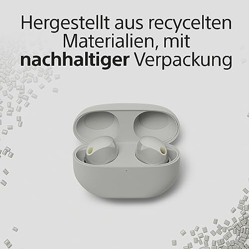 Sony WF-1000XM5 Kabellose Noise Cancelling Kopfhörer, Bluetooth, In-Ear-Kopfhörer, Mikrofon, bis zu 24 Stunden Akkulaufzeit, Schnellladefunktion, IPX4, iOS & Android kompatibel - Silber