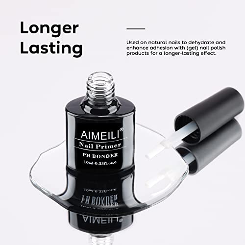 AIMEILI Nail Primer Gel Nail Prep Bond Primer für Gelnägel UV LED Gel Nagellack Acrylpulver Acryl Nägel 10ml