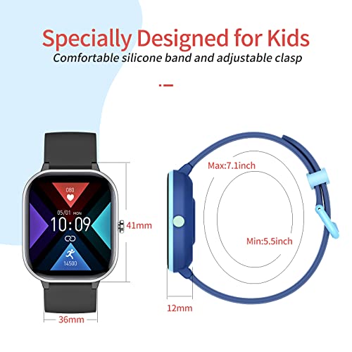 HENGTO Fitness Tracker für Kinder, IP68 wasserdichter Aktivitäts Tracker, Schrittzähler, Herzfrequenzmesser, 19 Sport Gesundheitsmodi, tolles Kindergeschenk für Teenager