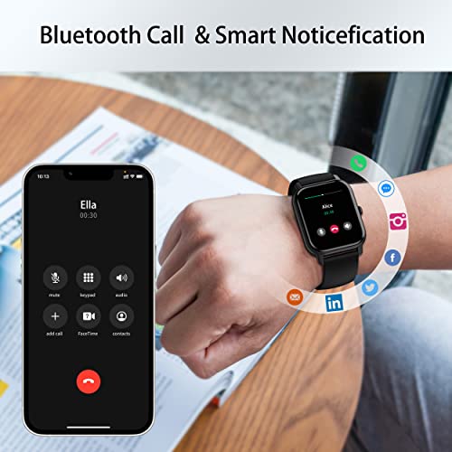 Smart Watch for Men Women Answer/Make Call, 1.85'' Screen Fitness Watch, Heart Rate Monitor, Smartwatch with Step Counter, IP68 Waterproof, 112 Sports Modes Activity Fitness Tracker for Android IOS