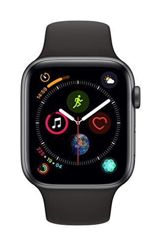 Apple Watch Series 4 44mm (GPS + Cellular) - Aluminiumgehäuse Space Grau Schwarz Sportarmband (Generalüberholt)