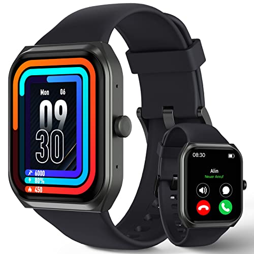 TUYOMA Smartwatch Herren Damen, 1,91 Zoll Touchscreen Fitnessuhr mit Telefonfunktion, IP68 Wasserdicht Sportuhr mit Herzfrequenz, SpO2, Schlafmonitor, Spiele, Smart Watch für iOS und Android