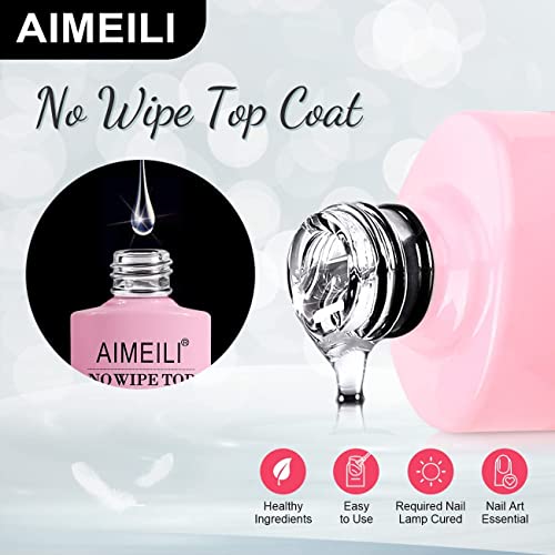 AIMEILI Base Coat Top Coat UV LED Gel Nagellack Gellack Unterlack & Überlack Set Nägel Maniküre Kit 2×10ml