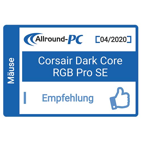 Corsair, USB, Dark Core RGB PRO SE kabellose Gaming-Maus mit kabelloser Qi-Aufladefunktion (18K DPI Sensor, Acht Programmierbare Tasten, Dynamische iCUE RGB-Hintergrundbeleuchtung) schwarz