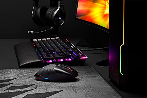 Corsair, USB, Dark Core RGB PRO SE kabellose Gaming-Maus mit kabelloser Qi-Aufladefunktion (18K DPI Sensor, Acht Programmierbare Tasten, Dynamische iCUE RGB-Hintergrundbeleuchtung) schwarz