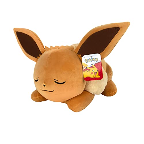 Pokémon PKW0222 - 45cm Schlafendes Plüsch - Evoli , offizielles Pokémon Plüsch