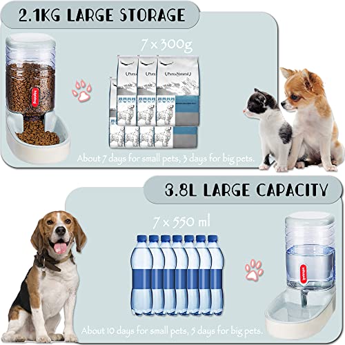 Automatischer Futterspender für kleine und mittelgroße Haustiere, 3,8 l, Reisefutterspender und Wasserspender für Hunde, Katzen, Haustiere (Gray)