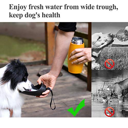 VIVAGLORY Auslaufsichere & tragbare Wasserflasche für Hunde, 750ML Hunde Trinkflasche mit großem Trog, Orange-Gelb