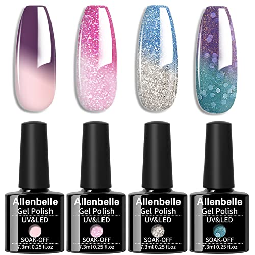 Allenbelle Thermo UV Nagellack mit abgetrenntem Decklack Basislack 7,3 ml 7