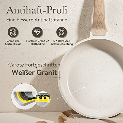 CAROTE Topfsets Pfannenset 12-Teilig,Pfanne 24,28cm,Topf 4/6.3L,Tiefe Bratpfanne 28cm,Antihaft-Beschichtung mit Deckel,Kochgeschirr-Set,Induktionspfanne