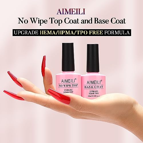 AIMEILI Base Coat Top Coat UV LED Gel Nagellack Gellack Unterlack & Überlack Set Nägel Maniküre Kit 2×10ml