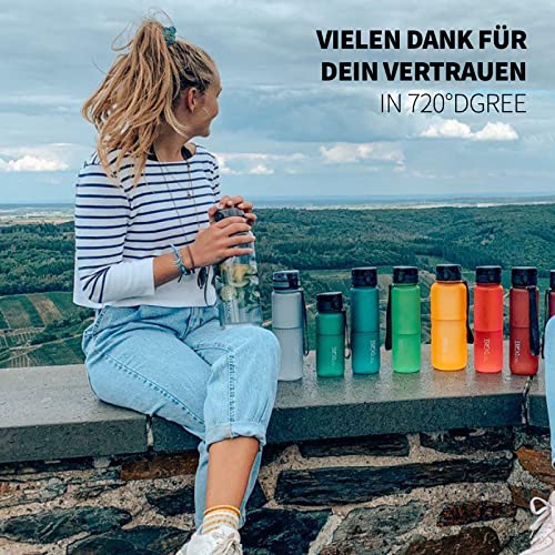 720°DGREE Trinkflasche Kinder 500ml “uberBottle“ softTouch +Sieb - Auslaufsicher, BPA-Frei - Flasche für Schule, Sport, Fitness - Wasserflasche aus Tritan - Schmal, Leicht, Stoßfest, Wiederverwendbar