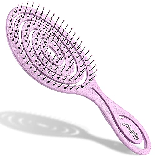 Ninabella Bio Haarbürste ohne Ziepen für Damen, Herren & Kinder - Entwirrbürste auch für Locken & Lange Haare - Einzigartige Profi Detangler-Bürste mit Spiralfeder