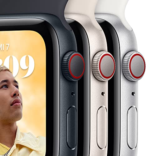 Apple Watch SE (2. Generation) (GPS + Cellular, 40mm) Smartwatch - Aluminiumgehäuse Silber, Sportarmband Weiß - Regular. Fitness-und Schlaftracker, Unfallerkennung, Herzfrequenzmesser