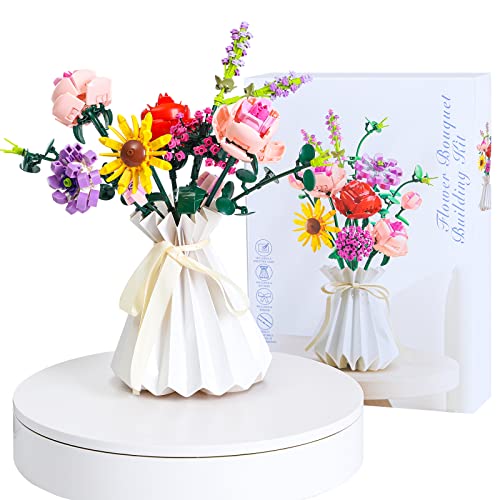 Etarnfly Blumen Bausteine Set, 530 PCS Künstliche Blumenstrauß Kunstpflanzen DIY Bauspielzeugsets Bouquet Baustein für Hausdeko, Geschenke für Mutter Frauen Freundin Kinder 6+, Botanical Collection