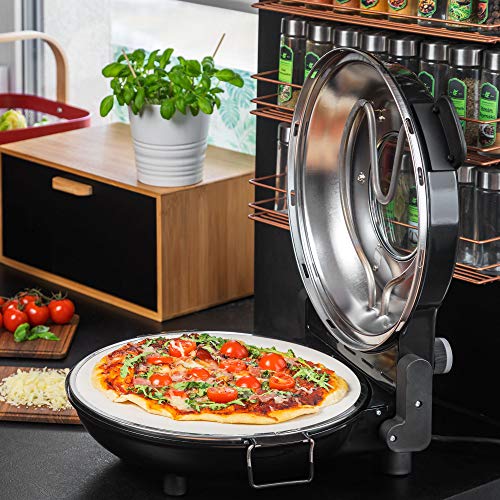 Teesa SUPREME Pizzaofen für Zuhause, Leistung 1200 W, Temperatur 80–400 °C, Durchmesser 32 cm, Fenster im Deckel, TSA3231