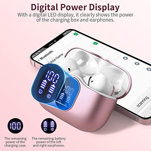 Bluetooth Kopfhörer, Kopfhörer Kabellos Bluetooth 5.3 Sport In Ear Kopfhörer mit 4 Mikrofon, 40 std Spielzeit, LED-Anzeige, ENC Lärmreduzierung, HiFi Stereo Ohrhörer für Arbeit und Studium