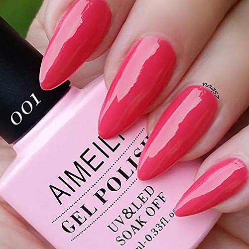 AIMEILI UV LED Gellack ablösbarer Gel Nagellack rot Nude Gel Polish - Tropix Tropical Punch (001) 10ml