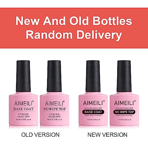 AIMEILI Base Coat Top Coat UV LED Gel Nagellack Gellack Unterlack & Überlack Set Nägel Maniküre Kit 2×10ml