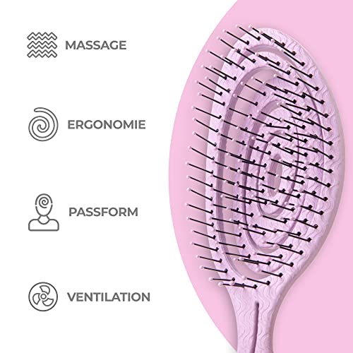 Ninabella Bio Haarbürste ohne Ziepen für Damen, Herren & Kinder - Entwirrbürste auch für Locken & Lange Haare - Einzigartige Profi Detangler-Bürste mit Spiralfeder