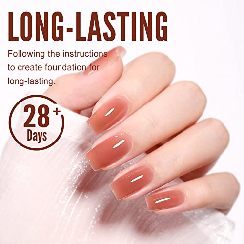 YOKEFELLLOW 10ml Bräunlich Rot UV Gel Nagellack,Nudefarben Nude Jelly Gel Transparent Semi Permanent Gellack,für Nagel Design LED Einweichen von Varnish Gel