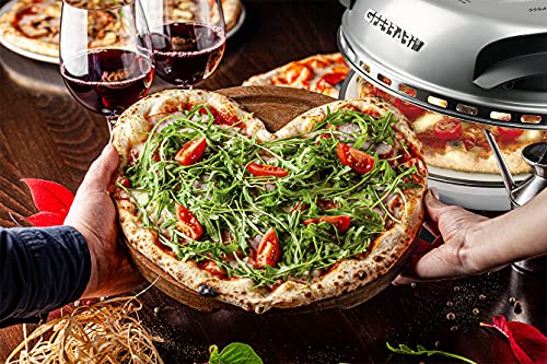 G3 Ferrari elektrischer Pizzaofen Delizia G1000606 silber, bis 400 Grad mit feuerfestem Naturstein / Pizza und Fladen uvm. in 3 Minuten / G3 Ferrari die Nr. 1 der Pizzamaker /auch für Tisch und Garten