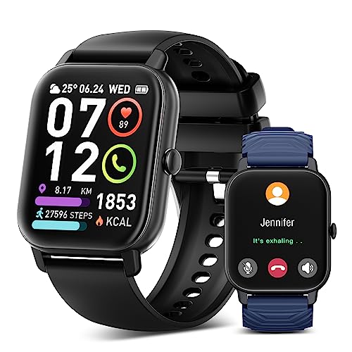 Smartwatch Herren mit Telefonfunktion, 1.85" Touchscreen Smart Watch, 112 Sportmodi Fitnessuhr Herren Damen mit Pulsmesser, Schlafmonitor, Schrittzähler, IP68 Wasserdicht Armbanduhr für Android iOS