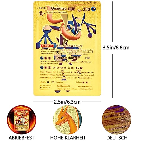 SANPAN 110 Karten Kompatibel mit Pokemon Sammelalbum, TCG Rare Drache Karten Gold, Goldfolien Sammelkarten Sets für Kinder, Sammeln VMAX/V/GX/DX Keine Duplizierung,Deutsch (Gold)