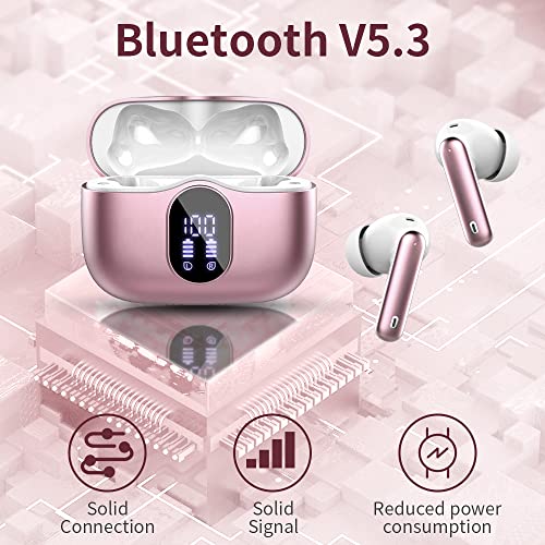 Bluetooth Kopfhörer, Kopfhörer Kabellos Bluetooth 5.3 Sport In Ear Kopfhörer mit 4 Mikrofon, 40 std Spielzeit, LED-Anzeige, ENC Lärmreduzierung, HiFi Stereo Ohrhörer für Arbeit und Studium