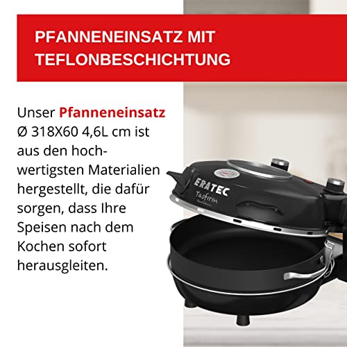 ERATEC - Pizzamaker SET PM-27. Elektrischer Pizzaofen für innen & außen. Tisch-Ofen bis zu 400°C, Platz für große Pizza. Inhalt: Mini Backofen Schwarz inkl. Zubehör: Pizzaschieber und Pizzaschneider