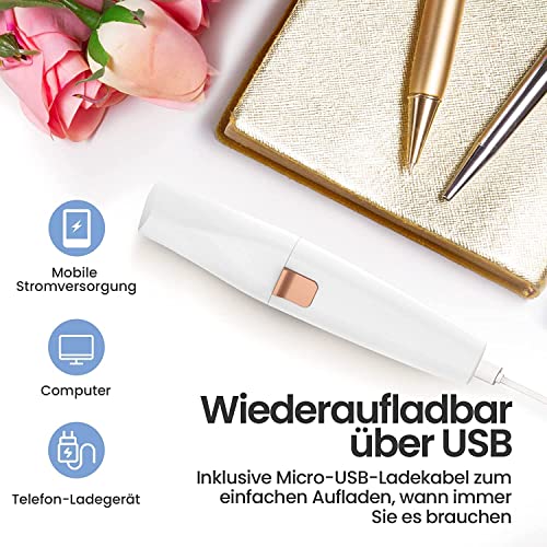 Augenbrauen Trimmer, 2 in 1 USB Augenbrauenrasierer Elektrisch und Gesichtshaarentferner für Frauen, Schmerzfreie Augenbrauen Epilierer Damen Für Körper Gesichtshaare Lippen Kinn, mit LED-Licht