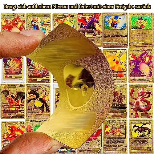 SANPAN 110 Karten Kompatibel mit Pokemon Sammelalbum, TCG Rare Drache Karten Gold, Goldfolien Sammelkarten Sets für Kinder, Sammeln VMAX/V/GX/DX Keine Duplizierung,Deutsch (Gold)