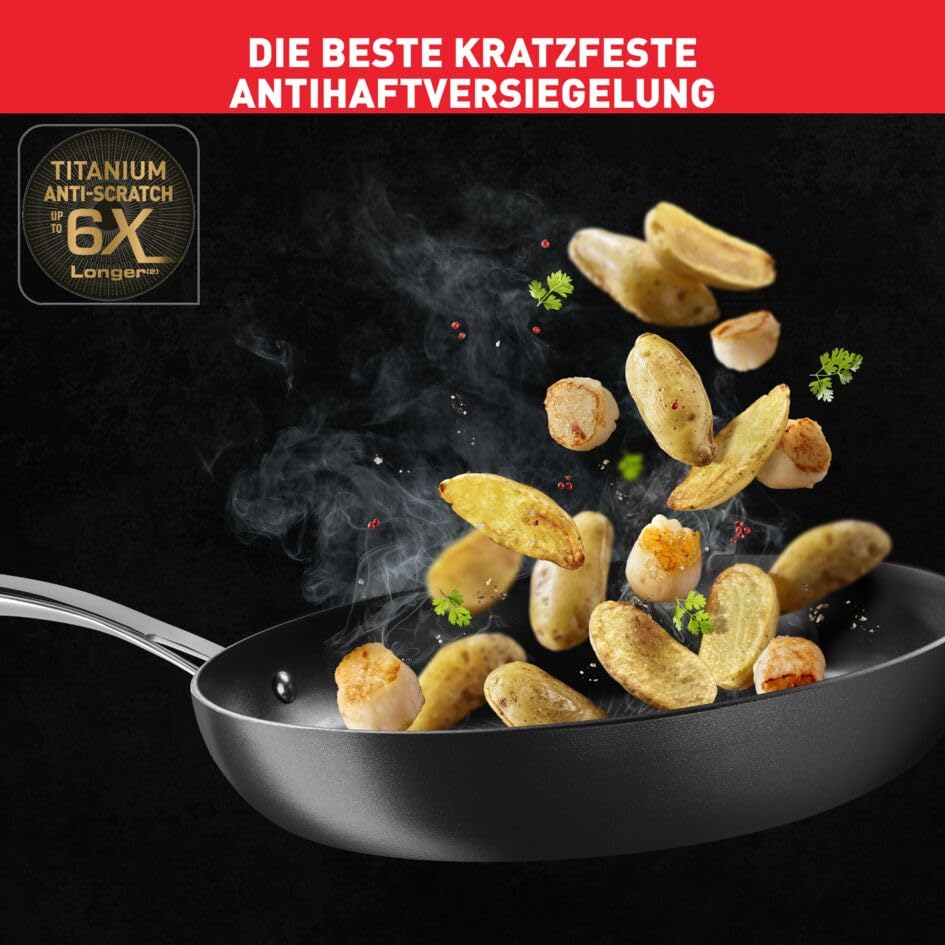 Tefal G25908 Unlimited On Bratpfanne | 32 cm | mit kratzfester Titanium Antihaft-Beschichtung | Thermo-Signal | PFOA-frei | geeignet für alle Herdarten, auch für Induktionsherde | schwarz