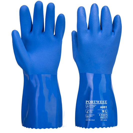 Blauer PVC Chemikalien Schutzhandschuh