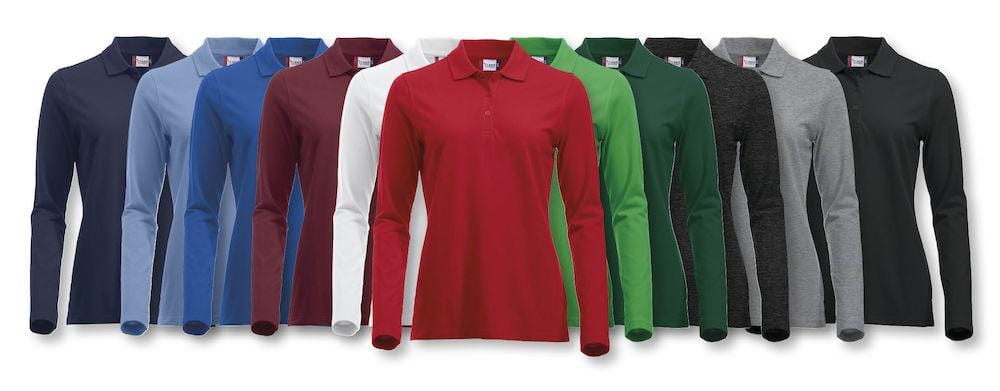 Clique Damen Langarm Polo Shirt- besticken und bedrucken - WERBE-WELT.SHOP
